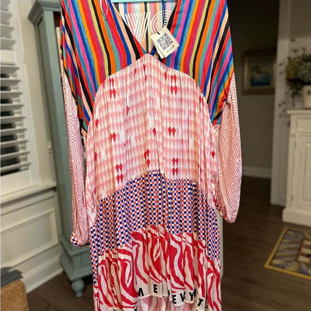 Vibrant Multicolor High Low Dress, Artist Dream Dress.  Eden layered dress.